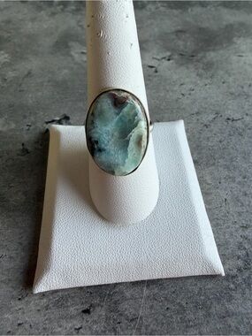 Larimar and Sterling Silver Oval Ring - Sz 9